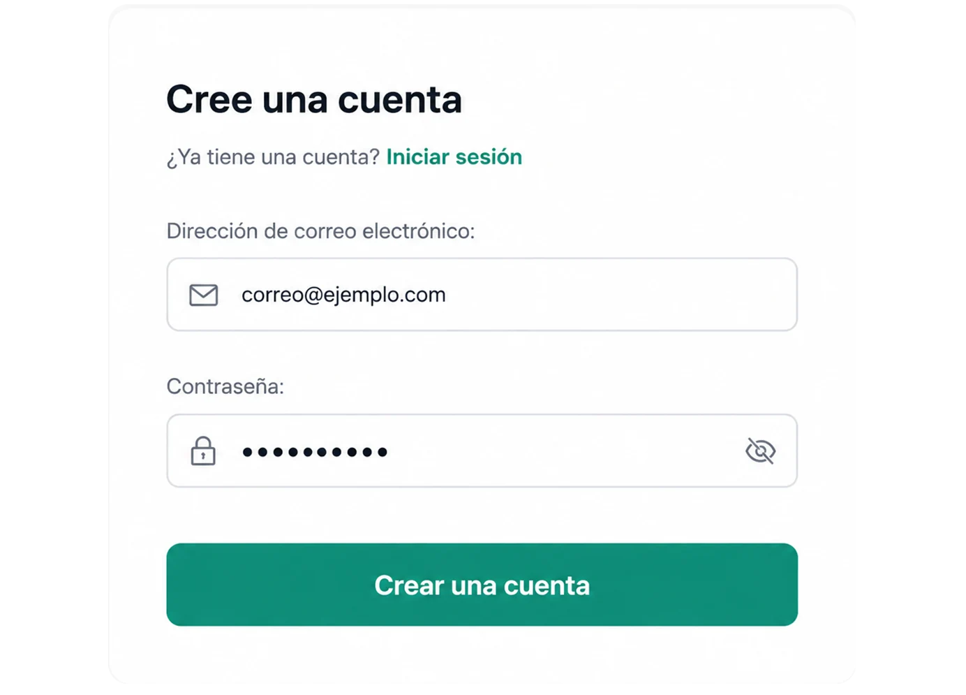 Formulario para crear una cuenta